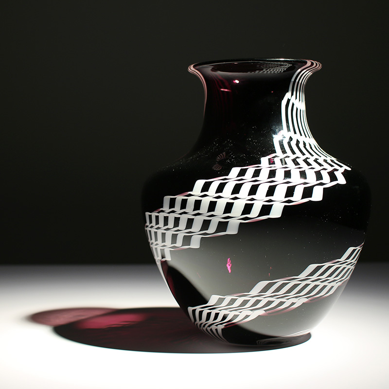 Archimede Seguso - Vaso nero e bianco - Idealux